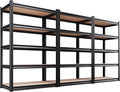 Set of 3 78"H Garage Shelving-2050 lbs 5 Tier Storage Shelves,Adjustable Heavy Duty Metal Shelving Unit and Storage Large Rack,Utility Steel Shelf for Warehouse Industrial Pantry 78"x46"x20",Black
