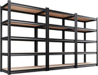 Set of 3 78"H Garage Shelving-2050 lbs 5 Tier Storage Shelves,Adjustable Heavy Duty Metal Shelving Unit and Storage Large Rack,Utility Steel Shelf for Warehouse Industrial Pantry 78"x46"x20",Black