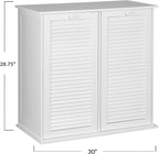 Household Essentials Tilt-Out Laundry Sorter Cabinet with Shutter Front, White, White Wood Shutter