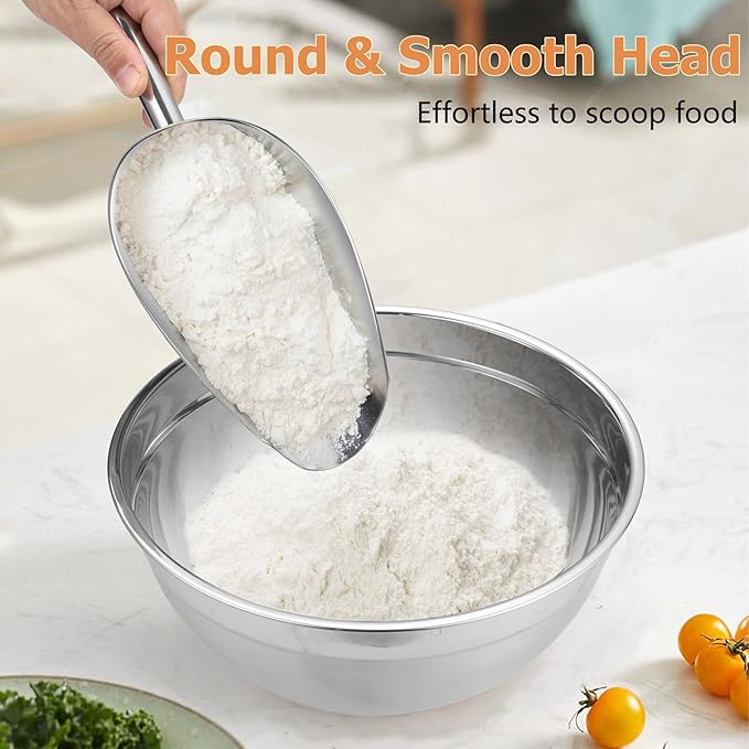 TeamFar Ice Scoop 24 oz, Stainless Steel Big Large Scoop, for Sweet Food Popcorn Flour, Healthy & Heavy Duty - Dishwasher Safe