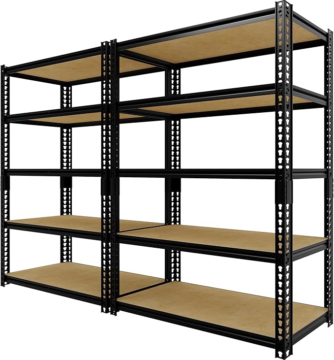 Heavy Duty Garage Storage Shelves 2 Pack, 2000 Lbs Capacity, 5-Tier Adjustable Storage Shelving Unit, 30"L x 12" W x 60"H Metal Shelving Racks for Kitchen Pantry Basement Bathroom Laundry
