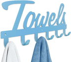 Livelab Towel Rack, Towel Racks for Bathroom Wall Mounted, 6 Hooks Blue Metal Towel Holder for Bathroom Space Saving, Waterproof Rustproof Easy Install Bathroom Decor Towel Hanger Organizer
