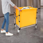 Commercial Laundry Cart with Wheels,Folding Laundry Hamper Cart,Heavy Duty Rolling Laundry Basket with Large Capacity,Laundry Sorter Trolley for Home Hotel Apartment (Yellow, 34.25 * 19.7 * 36.22in)