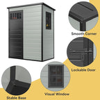 DWVO 5x3FT Outdoor Storage Shed with Fence-Style and Side Windows, Floor & Lockable Doors, Plastic Storage Shed, Storage Shed for Backyard and Garden, Blue-Gray