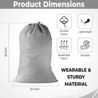 2 Pack - Extra Large Cotton Laundry Bag, Heavy Duty Large Laundry Bags 24 x 36 inch XL Drawstring Travel Organizer Bag Fit Hamper Basket Camp (Light Gret, Pack of 2)