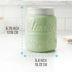 Comfify Wide Mouth Mason Jar Utensil Holder Decorative Kitchenware Organizer Crock, Dishwasher Safe - Kitchen Caddy Green, Large Size 7" Hight