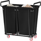 Large laundry hamper with Wheels, 2 Bag 360L Big Rolling Laundry Basket Sorter Cart, Extra Large Laundry Clothes Hamper, Heavy Duty Laundry Basket Organizer for Laundry Room,Bathroom