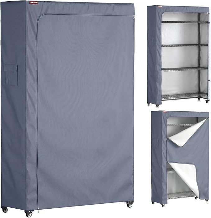Large Wire Shelving Cover 48" W x 24" D x 72" H, 600D Oxford Waterproof Rack Cover with Storage Pocket, Heavy Duty Dustproof Shelf Unit Protector Guard for Warehouse & Garage
