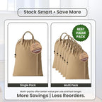 LFH Home Large Premium Cotton Canvas Laundry Bag with Drawstring and Handles Heavy Duty, Multi-Use, and Washable for Home, Travel, College or Storage 24x36 (Pack of 2)-Beige