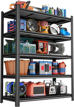 72"Hx39.4"W Metal Garage Shelving Unit, 5-Tier 72"H x 39.4"W x 15.7"D Heavy Duty Storage Shelves, Adjustable, Rust-Resistant Utility Rack for Kitchen, Pantry, Basement, Easy to Assemble,Black