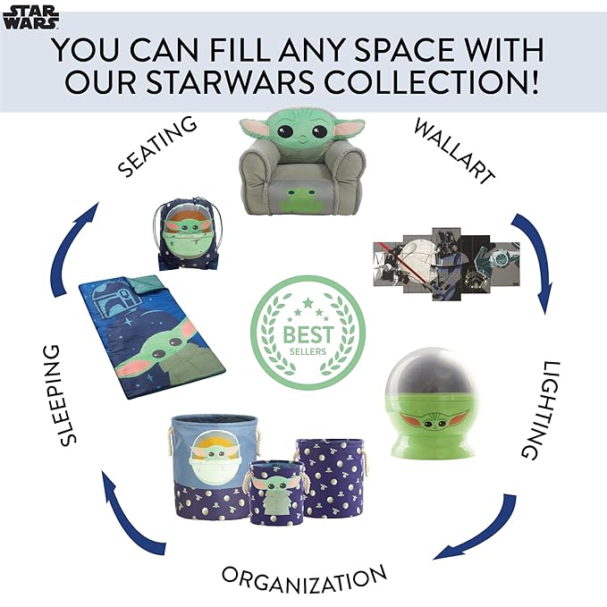 Star Wars, The Mandalorian Pop Up Hamper Featuring The Child with Durable Carry Handles, 24" H x 23" W X 2" CM