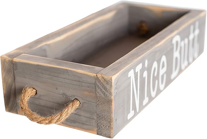 MAINEVENT Nice Butt Bathroom Decor Box, One Box with Print on 2 Sides Farmhouse Bathroom Toilet Decor, Nice Butt Rustic Organizer