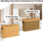 FairyHaus Wicker Toilet Paper Storage Basket with Lid & Handles, 6 Rolls Handwoven Toilet Paper Holder with Storage, Natural Water Hyacinth Toilet Paper Holder Stand Basket for Bathroom