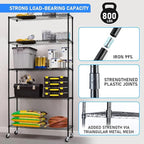 Simple Deluxe 5-Tier Storage Shelves, 21" W x 12" D x 54" H Adjustable Heavy Duty Wire Metal Shelving Unit, Black