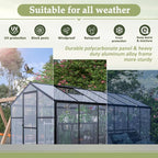 Outdoor Polycarbonate Greenhouse with Aluminum Frame, Walk-in Garden Green House Featuring Lockable Door, Adjustable Roof Vent, and UV-Protected Panels for Backyard or Patio Use (6x12 FT)