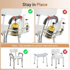 DELLAN Hanging Shower Caddy, Shower Rack with Hooks for Shower & Bath Chair, Bathroom Shower Basket for Elderly, Pregnant, Handicap, Patient