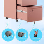 Aobabo 2 Drawer Filing Cabinet with Wheels, Lockable Metal File Cabinet with Business Card Slot for Legal/Letter Size Home Office, Required Assembled,Pink