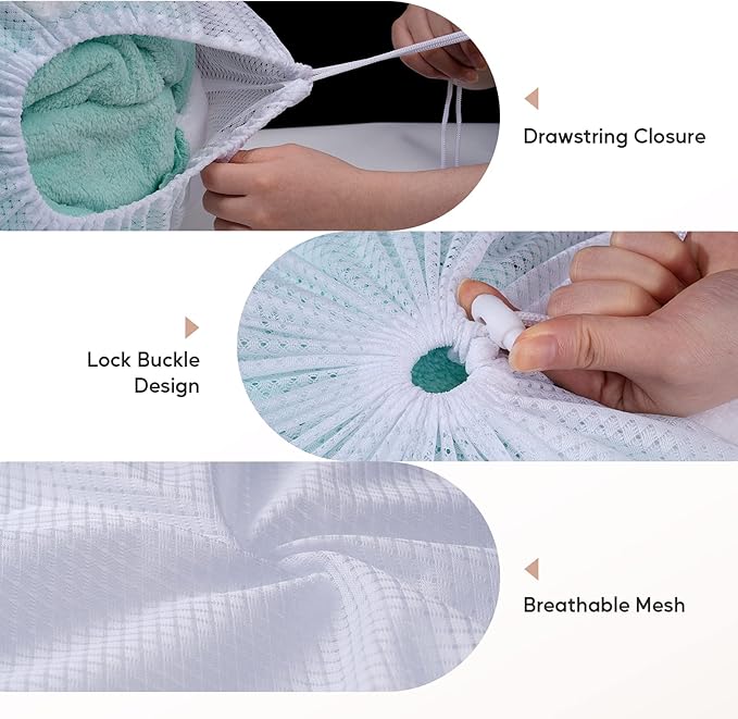 Meowoo Large Mesh Laundry Bag, 24×36inch Heavy Duty Mesh Laundry Bags Drawstring Lockable, Laundry Hamper Liner, Machine Washable, for Travel,Storage, Sports Factories, Dorms, White 4pcs