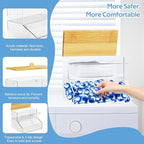 JYPS 2-in-1 Laundry Organizer with Large Capacity: Double-Layer Transparent Acrylic Storage Box with Bamboo Lid for Pods, Dryer Sheets & Supplies
