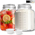 1.1 Gallon Wide Mouth Glass Canisters with Airtight Lids & Measurement Marks (2-Pack) – Includes 2 Measuring Scoops & Labels, Food Storage Jars for Flour, Sugar & Baking Supplies | BPA-Free