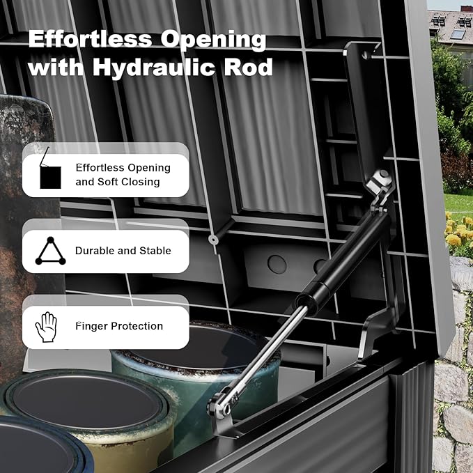 EasyUp 200 Gallon Deck Boxes Resin Large Storage Bins with Lids, Outside Storage Box & Deck Boxes Outdoor Waterproof for Outdoor Use