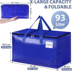 StorageRight Moving Bags-Heavy Duty Moving Boxes, Storage Totes with Zipper, Reinforced Handles and Tag Pocket-Collapsible Moving Supplies for moving, Storage and Travel 93L(Blue-6 Pack)