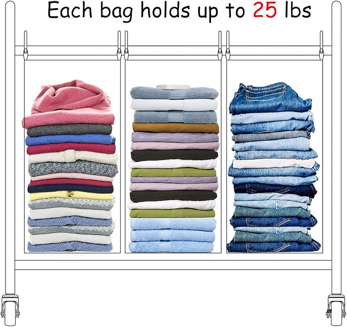 Laundry Sorter 4 Sections, 4-Bag Heavy Duty Rolling Laundry Hamper Cart, Laundry Basket Organizer With Wheels and Removable Bags, Laundry Room Organization For Dirty Clothes, BLUE