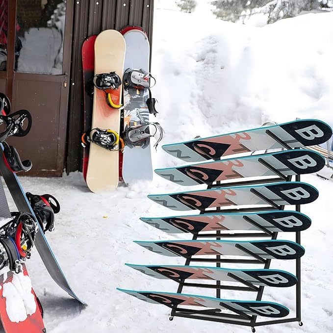 Metal Snowboard Storage Rack - Triangle Freestanding Ski Organizer for Garage & Home Gym, Multi-Layer Holder (4/5/6 Layers) for Efficient Equipment Storage