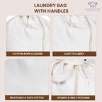 LFH Home Cotton Canvas Large Laundry Bag with Handle, Heavy Duty Drawstring Closure Washable Laundry Bags, School Travel, Home, Hotel, College Dorm, Organizer Sack, Toy Clothes 28x40 (Pack of 4)-White