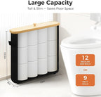 MinBoo Toilet Paper Basket, Storage with Lid, Toilet Paper Organizer for Bathroom, Free Standing Toilet Paper Holder with Storage,Black