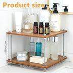2-Tier Bathroom Counter Organizer Wooden Bathroom Shelf for Makeup Skincare Perfume and Spices Countertop Organizer Shelf for Corner Vanity Coffee Station Kitchen Office and Home Decor
