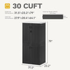 DWVO Outdoor Vertical Storage Cabinet with 4 Shelves, Waterproof Tall Plastic Storage Shed with 4 Adjustable Shelf, 30 cu. ft. Patio Tools Storage Box for Patio, Garden, Backyard, Deck, Dark Gray
