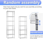 BestOffice | 6-Tier Wire Storage Shelves | 17x12x64 | Chrome | with Adjustable Racks | Heavy-Duty Metal Shelf, Holds Upto 600 lbs | No-Tool Assembly | Ideal for Home & Garage Shelving