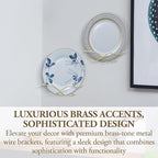 MyGift Deluxe Wall Mounted Brass Tone Metal Wire Vertical Hanging Plate Holder Rack, Decorative Modern Minimalist Hangers for 10 Inch Collectible Plates, Set of 2
