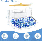 JYPS 2-in-1 Laundry Organizer with Large Capacity: Double-Layer Transparent Acrylic Storage Box with Bamboo Lid for Pods, Dryer Sheets & Supplies
