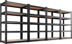 Set of 4 71"H Garage Shelving-2050LBS 5 Tier Storage Shelves,Adjustable Heavy Duty Metal Shelving Unit and Storage Large Rack,Utility Steel Shelf For Shop Warehouse Industrial Pantry 71"x35"x16"