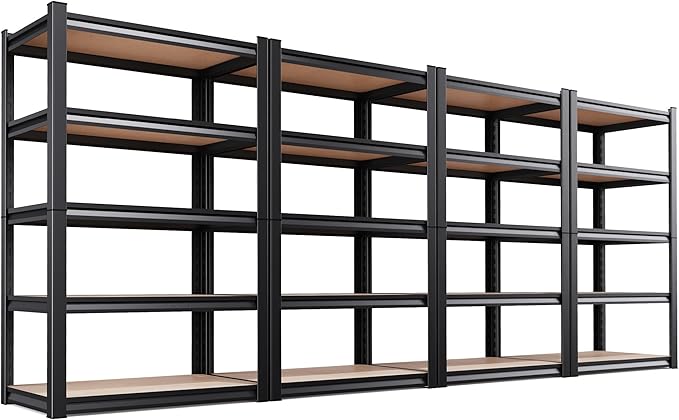 Set of 4 71"H Garage Shelving-2050LBS 5 Tier Storage Shelves,Adjustable Heavy Duty Metal Shelving Unit and Storage Large Rack,Utility Steel Shelf For Shop Warehouse Industrial Pantry 71"x35"x16"