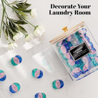 4 Pack Glass Laundry Pods Container, Clear Laundry Room Organization Containers with Lids & Labels, Powder Laundry Detergent Container for Scent Booster, Powder