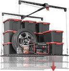 Overhead Garage Storage Lift, Heavy-duty 4x4 Ft Garage Ceiling Storage Racks with Safety Lock, Ideal for Ceiling Storage Lifting Organization System, 250lbs Capacity