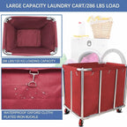 Laundry Cart Commercial,11.35 Bushel Large Industrial Rolling Laundry Hamper with 4 Inch Wheels,Household Heavy Duty Laundry Baskets with Stainless Steel Frame, 286 LBS Weight Capacity