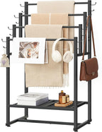 HOOBRO 4-Tier Free Standing Towel Rack for Bathroom, Blanket Rack Stand, 23.6" L x 15.9" W x 40.7" H, Freestanding Quilt Stand, Blanket Display Holder for Bedroom, Industrial Style, Black BK07LB01