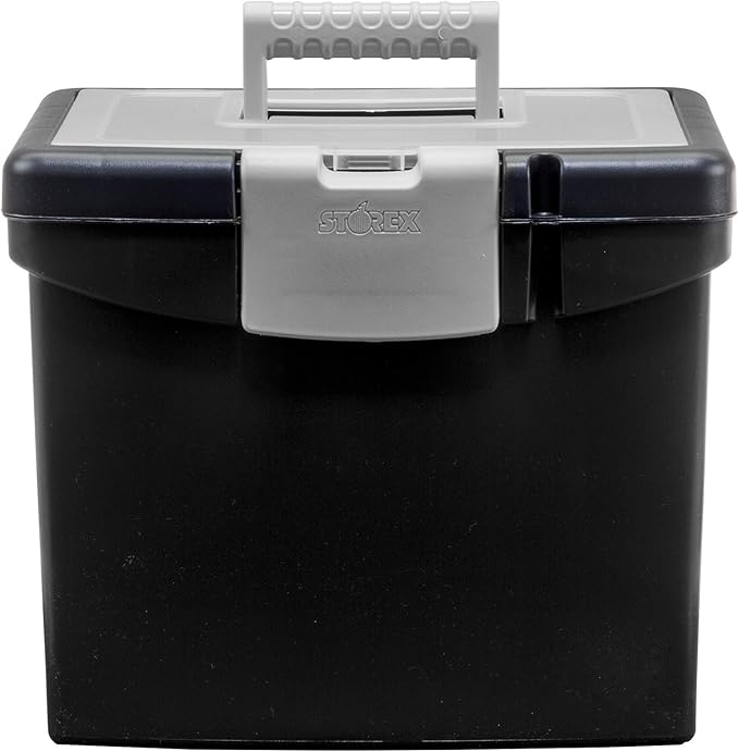 Storex File Storage Box Translucent Storage Lid, Black 1-Pack (61504F01C)