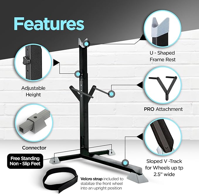 Bike Nook Pro Stand & Vertical Storage Rack - 4 Pack with connectors - The Original Vertical Bicycle Floor Stand for Garage Storage and Indoor and Outdoor use, No Drilling Required