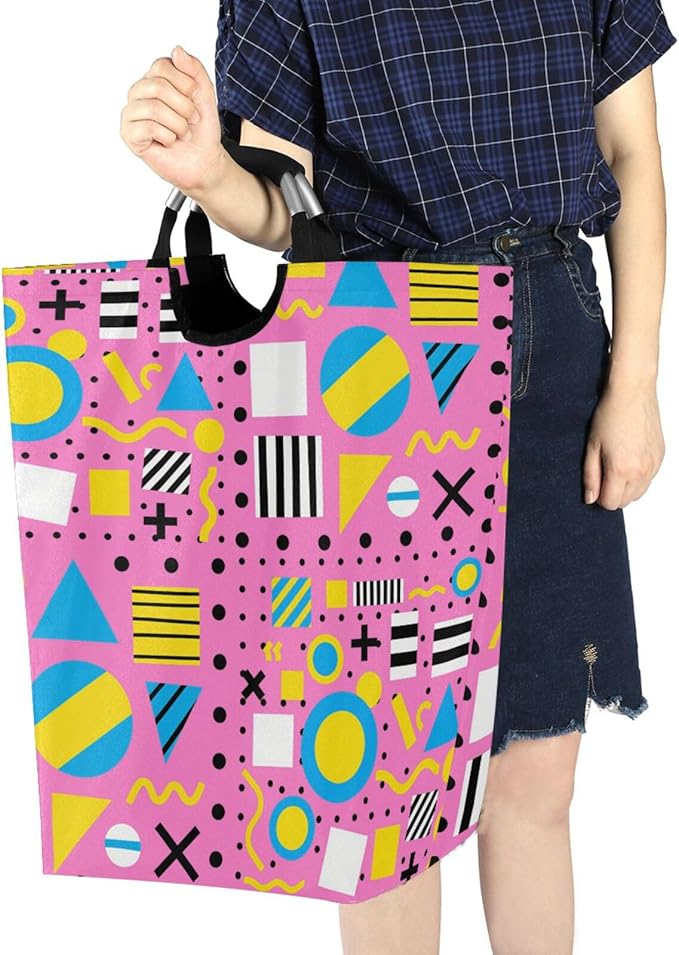 Memphis 80s 90s Laundry Basket for College Dorm,50L Collapsible Portable Laundry Hamper Storage Basket for Toys Clothes Organizer