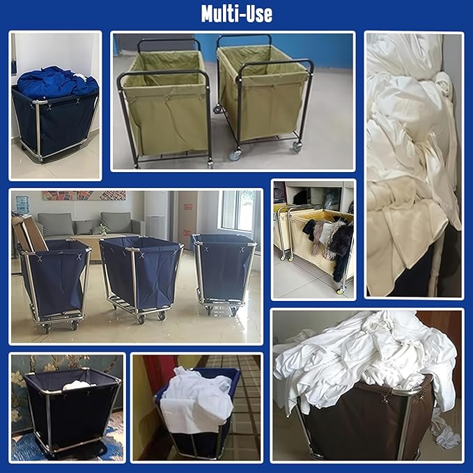 400L Commercial Laundry Cart Replacement Liner Bag - Removable Waterproof Oxford Cloth Rectangle, Large Capacity Replacement for Rolling Laundry Basket (Brown, Double layer thickened-Conical)