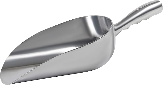 Cast Aluminum Utility Scoop, Round Bottom, ice scoop For Multi-Purpose Use, With Finger Groove Handle (85 oz)