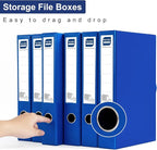 Storage File Boxes A4, 6 Pack Foldable File Box with Clip, 50mm Spine, Plastic Archives Cases with Magnetic Closure, Document File Folder Organizer Storage Filing Box for Office School, Blue