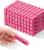 Pink Clothes Pins for Baby Shower 2.9" 50 Pack (Colored Clothespins Cheer Pin for Backpacks Decorations Team Games Decorative Crafts Pegs Photos Pictures Decoration Clip Clothing Hanging Closepins)