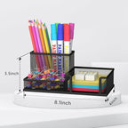 SUPEASY Pen Holder Desk Organizer, 2Pack Office Supplies Pencil Holder with 3 Compartments, Desk Accessories and Workspace Organizers for Home School, Black