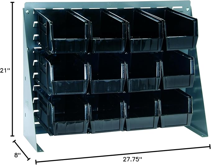 Quantum Storage Systems QBR-2721-230-12BK Ultra Bin Complete Bench Rack Package with 12 Ultra Bins, 27" x 8" x 21" , Black